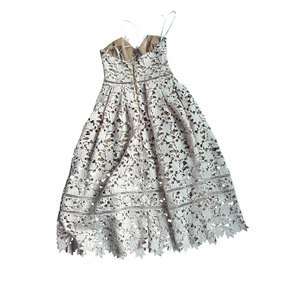 Self-portrait Azalea Floral Guipure Lace Midi Dress Lilac Nude Lining US 0 UK 4 - Picture 5 of 7